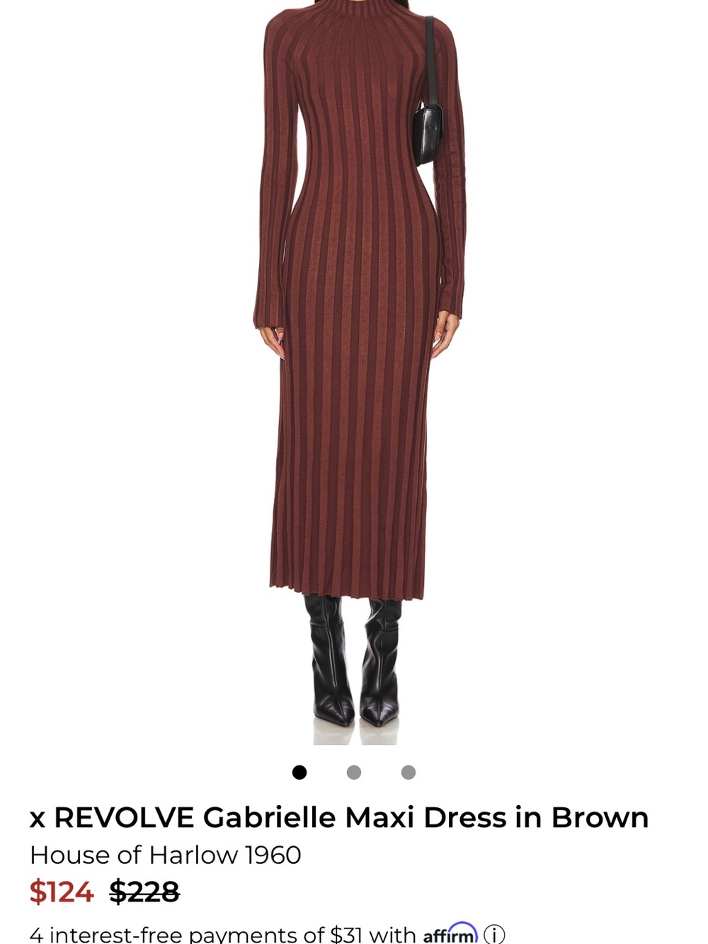 House of Harlow 1960 Ribbed Long Sleeve Knit Dress - Burgundy